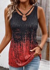 Red tops,Tribal tops,ROTITA Plus Size Circular Ring Dark Grey Marl Tank Top