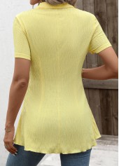 Yellow tops,Plain Color tops,ROTITA Patchwork Yellow Square Neck Fake Two Piece Twinset