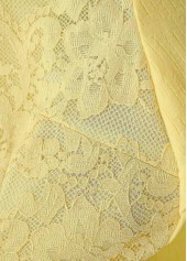 Yellow tops,Plain Color tops,ROTITA Patchwork Yellow Square Neck Fake Two Piece Twinset