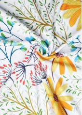 White dresses,Floral dresses,Plants dresses,Vacation dresses,Vacation dresses,ROTITA Lightweight Floral Print White A Line V Neck Dress