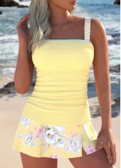 ensemble tankini à imprimé floral jaune clair Rotita Split