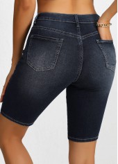 Black bottoms,Plain Color bottoms,Button Black Regular High Waisted Denim Shorts