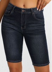 Black bottoms,Plain Color bottoms,Button Black Regular High Waisted Denim Shorts