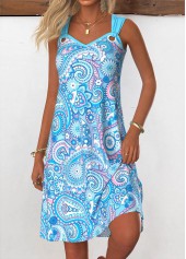 Light Blue dresses,Paisley dresses,Everyday dresses,Casual dresses,ROTITA Plus Size Tummy Coverage Paisley Print Light Blue Dress