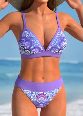 Purple swimwear,Tribal swimwear,ROTITA Patchwork Purple Tribal Print Bikini Set
