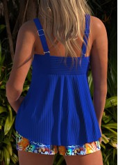 Royal Blue plus size,Animal Print plus size,Leopard plus size,ROTITA Plus Size Surplice Animal Print Royal Blue Tankini Set