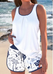 Rotita – Tankini-Set mit Krawatte und Graffiti-Print in Weiß