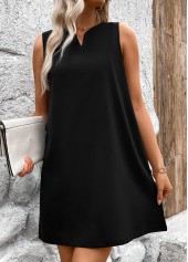 Black dresses,Plain Color dresses,Everyday dresses,Casual dresses,ROTITA Black A Line Split Neck Sleeveless Dress