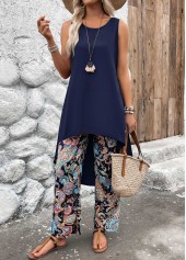 ROTITA Lightweight Tribal Print Navy Ankle Length Top  and Pants
