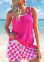 Rotita – Jacquard-Tankini-Set mit geometrischem Muster in Pink