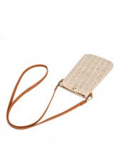 Beige accessories,Plain Color accessories,Weave Detail Beige Magnetic Crossbody Bag