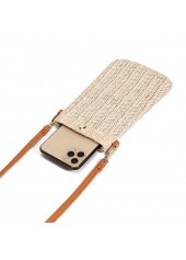Beige accessories,Plain Color accessories,Weave Detail Beige Magnetic Crossbody Bag