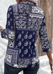 Navy tops,Floral tops,Geometric tops,Tribal tops,Paisley tops,ROTITA Tribal Print Navy 3/4 Sleeve Light Cardigan