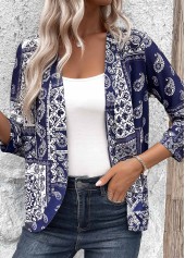 Navy tops,Floral tops,Geometric tops,Tribal tops,Paisley tops,ROTITA Tribal Print Navy 3/4 Sleeve Light Cardigan