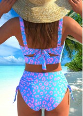 Sky Blue swimwear,Leopard swimwear,ROTITA Bowknot Sky Blue Leopard Bikini Set
