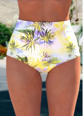 Light Yellow swimwear,Plants swimwear,ROTITA Surplice Light Yellow Tropical Plants Print Tankini Set