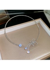 Silvery White jewelry,Butterfly Rhinestone Silvery White Alloy Necklace
