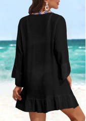 Black swimwear,Contrast Color swimwear,Lace Up Patchwork Black Cover Up