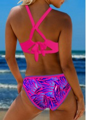 Hot Pink swimwear,Animal Print swimwear,ROTITA Tie Back Hot Stamping Bikini Set