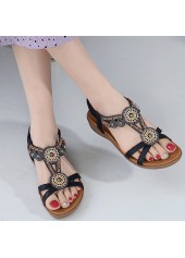 Black shoes,Tribal shoes,Tribal Print Black Falt Open Toe Scandals