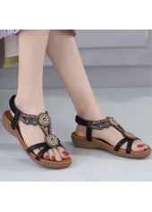 Black shoes,Tribal shoes,Tribal Print Black Falt Open Toe Scandals