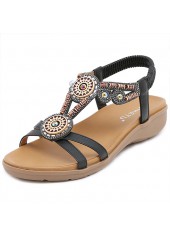 Black shoes,Tribal shoes,Tribal Print Black Falt Open Toe Scandals
