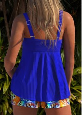 Royal Blue plus size,Animal Print plus size,Leopard plus size,ROTITA Plus Size Surplice Animal Print Royal Blue Tankini Set