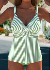 ensemble tankini à rayures vert sauge surplis rotita