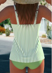 Sage Green swimwear,Striped swimwear,Geometric swimwear,ROTITA Surplice Sage Green Striped Tankini Set