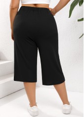 Black plus size,Plain Color plus size,Plus Size Lightweight Black Elastic Waist High Waisted Pants