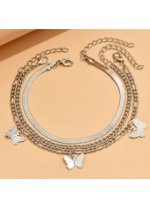 Silvery White jewelry,Animal Print jewelry,Butterfly Silvery White Alloy Anklet Set