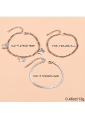 Silvery White jewelry,Animal Print jewelry,Butterfly Silvery White Alloy Anklet Set