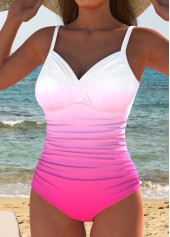 Hot Pink swimwear,Ombre swimwear,ROTITA Surplice Hot Pink Ombre One Piece Swimwear