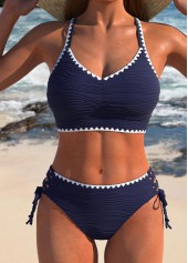 Rotita – Marineblaues Bikini-Set mit Schnürung und Kontrastbindung