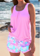 Rotita Tankini-Set mit Schleife und Tropenpflanzen-Print in Rosa