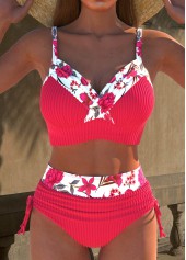 ensemble de bikini à imprimé floral rose vif en jacquard rotita