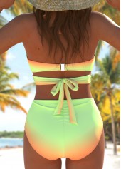 Multi Color swimwear,Green swimwear,Ombre swimwear,ROTITA Criss Cross Multi Color Ombre High Waisted Bikini Set