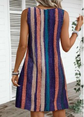 Multi Color dresses,Striped dresses,Geometric dresses,Everyday dresses,Casual dresses,ROTITA Breathable Striped Multi Color A Line Round Neck Dress