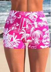 Hot Pink swimwear,Plants swimwear,ROTITA Ruffle Hot Pink Tropical Plants Print Tankini Set