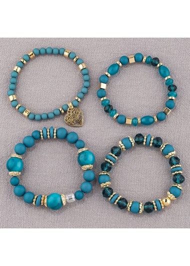 Mint Green jewelry,Heart Mint Green Alloy Bracelet Set