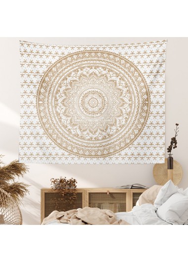 Beige accessories,Plain Color accessories,Beige Mandala Print Bohemian Polyester Tapestry