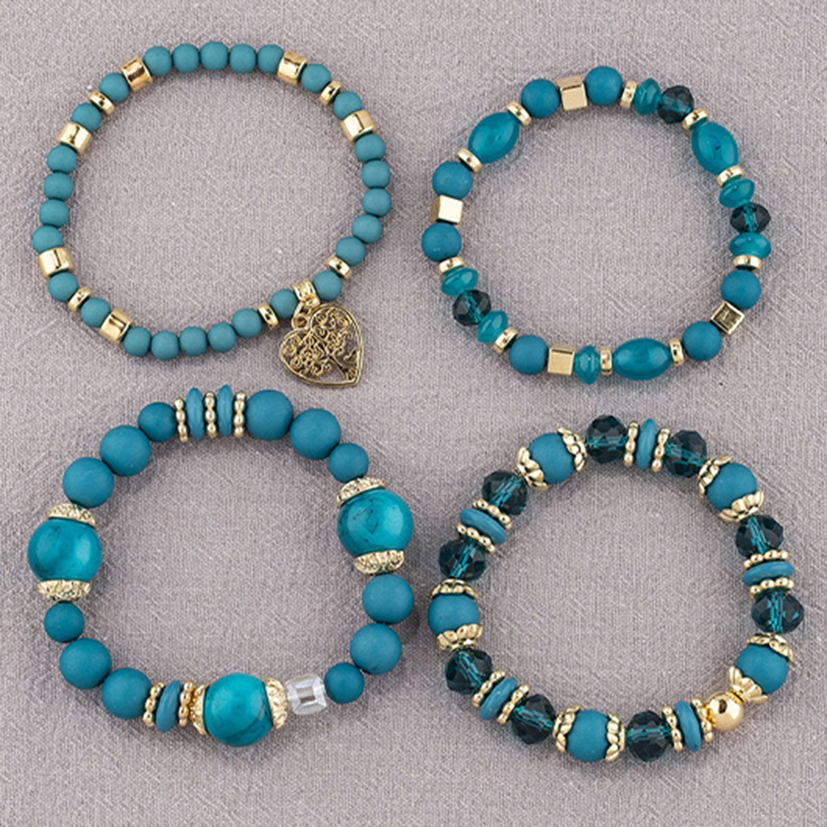 Mint Green jewelry,Heart Mint Green Alloy Bracelet Set