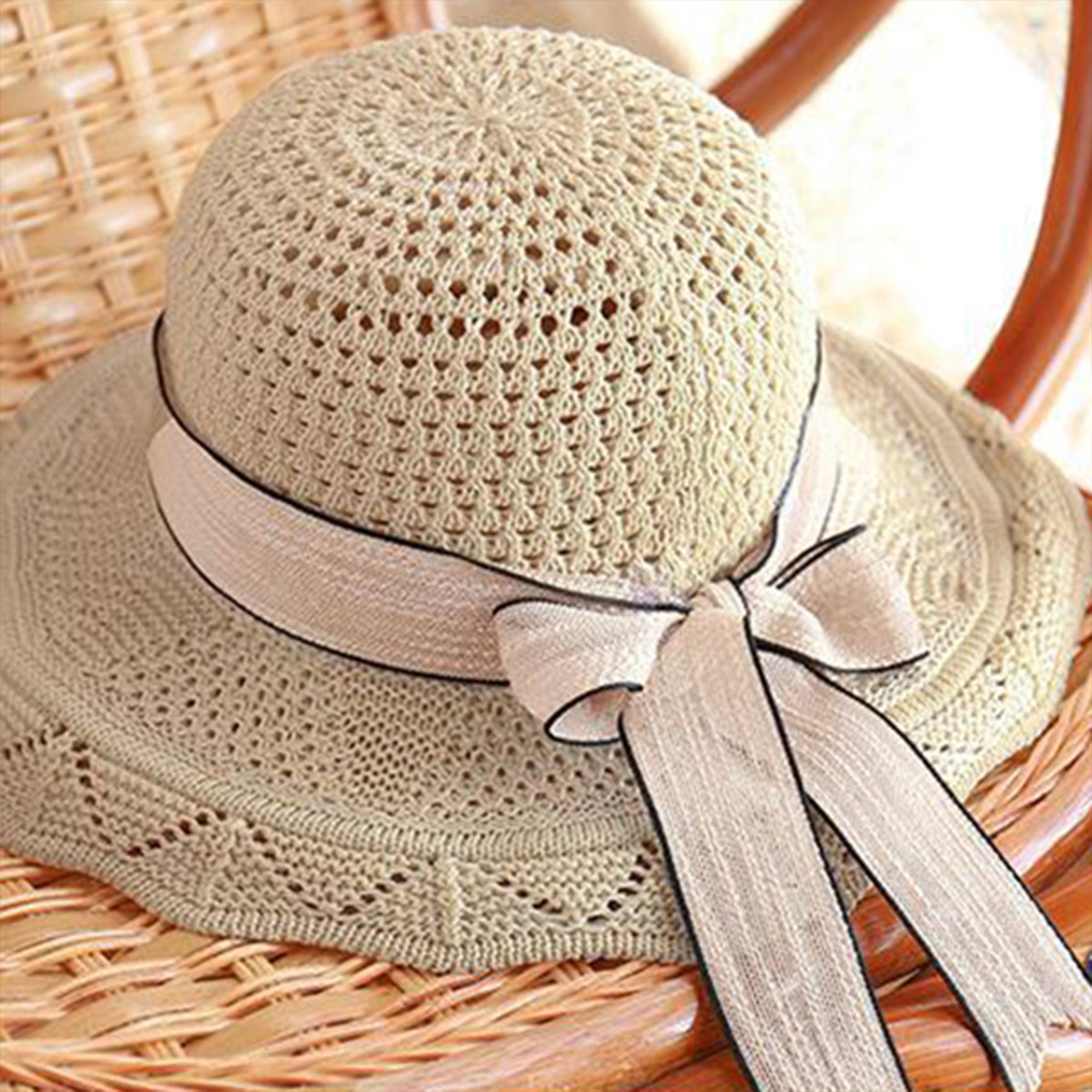 Light Camel accessories,Plain Color accessories,Contrast Stitch Bowknot Light Camel Visor Hat
