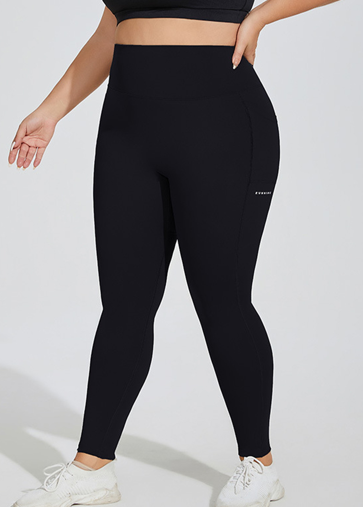 Black plus size,Plain Color plus size,Plus Size Black Skinny Elastic Waist High Waisted Leggings