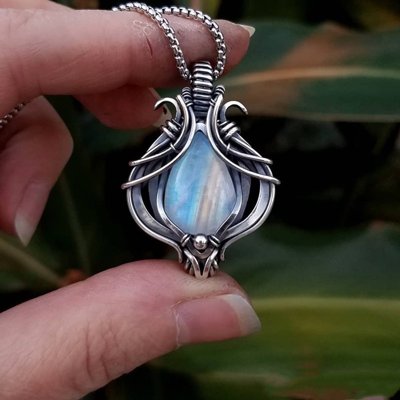 Silver jewelry,Geometric jewelry,Silver Alloy Hollow Design Teardrop Necklace