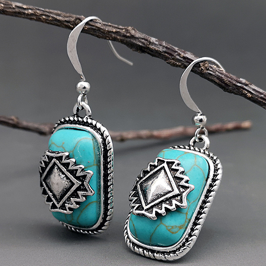 Mint Green jewelry,Geometric jewelry,Rectangle Design Mint Green Alloy Earrings