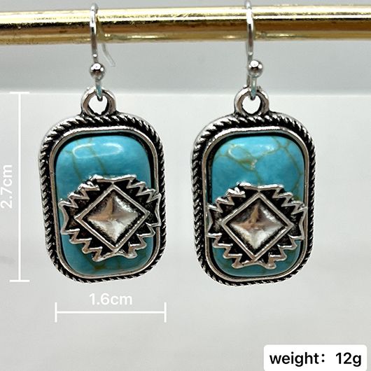 Mint Green jewelry,Geometric jewelry,Rectangle Design Mint Green Alloy Earrings