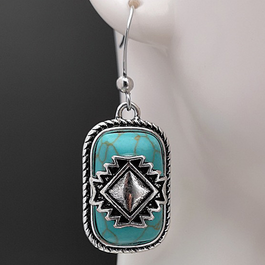 Mint Green jewelry,Geometric jewelry,Rectangle Design Mint Green Alloy Earrings