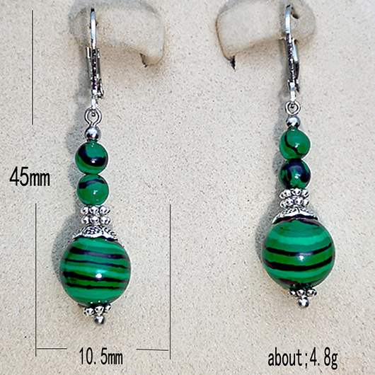 Green jewelry,Green Retro Round Striped Alloy Earrings