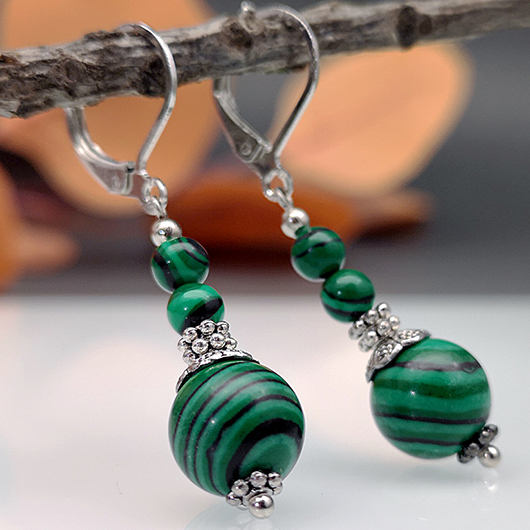 Green jewelry,Green Retro Round Striped Alloy Earrings